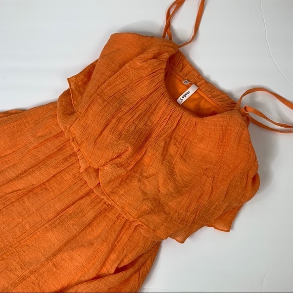 Studio Y Bright Orange High Low Handkerchief Dress Size Small New without Tag - Picture 14 of 16